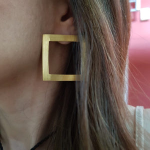 Square Beauty - Handmade - 22K Gold Plated Statement Earrings