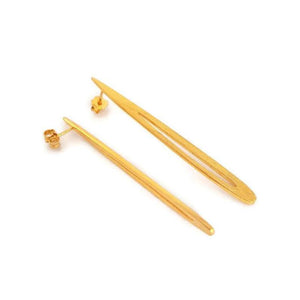 Long Drops  - Handmade - 22K Gold Plated Statement Earrings