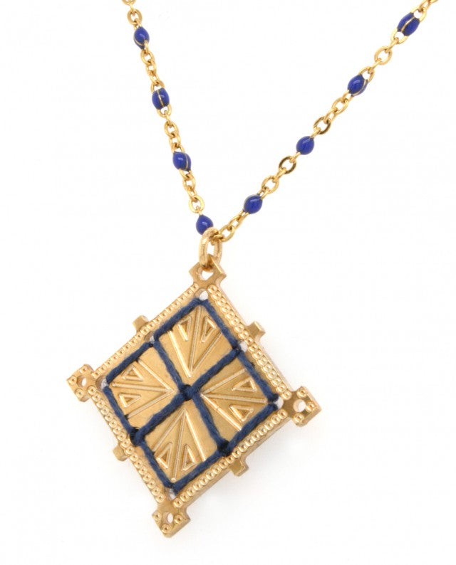 Kalidoscopio Rosary Necklace Blue-Gold
