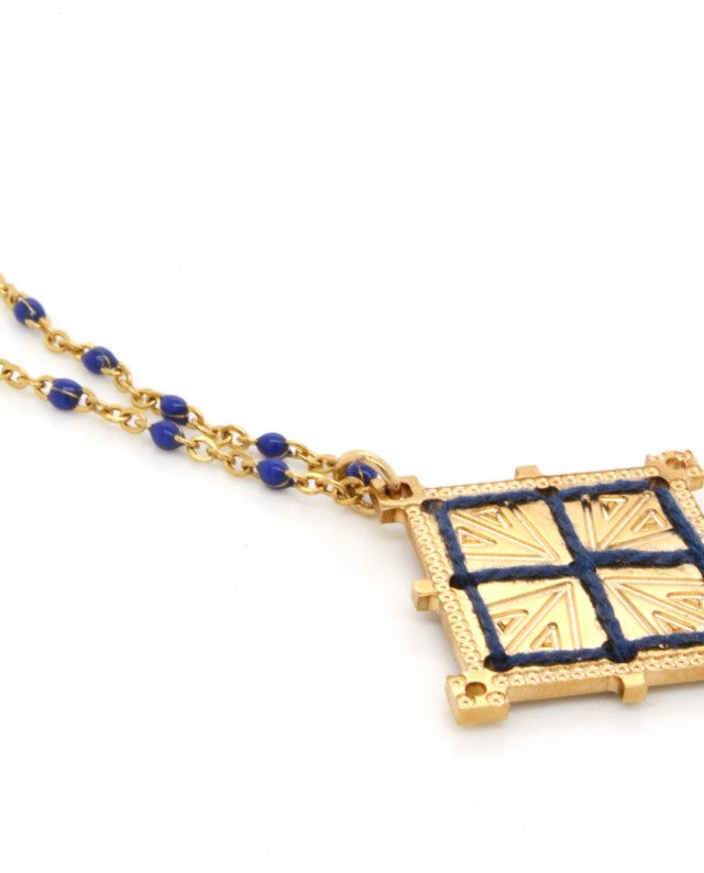 Kalidoscopio Rosary Necklace Blue-Gold