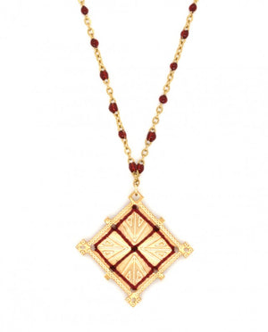 Kalidoscopio Rosary Necklace Burgundy-Gold