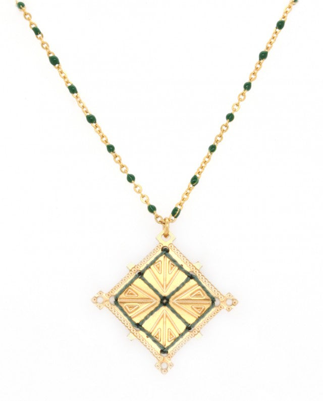 Kalidoscopio Rosary Necklace Green-Gold