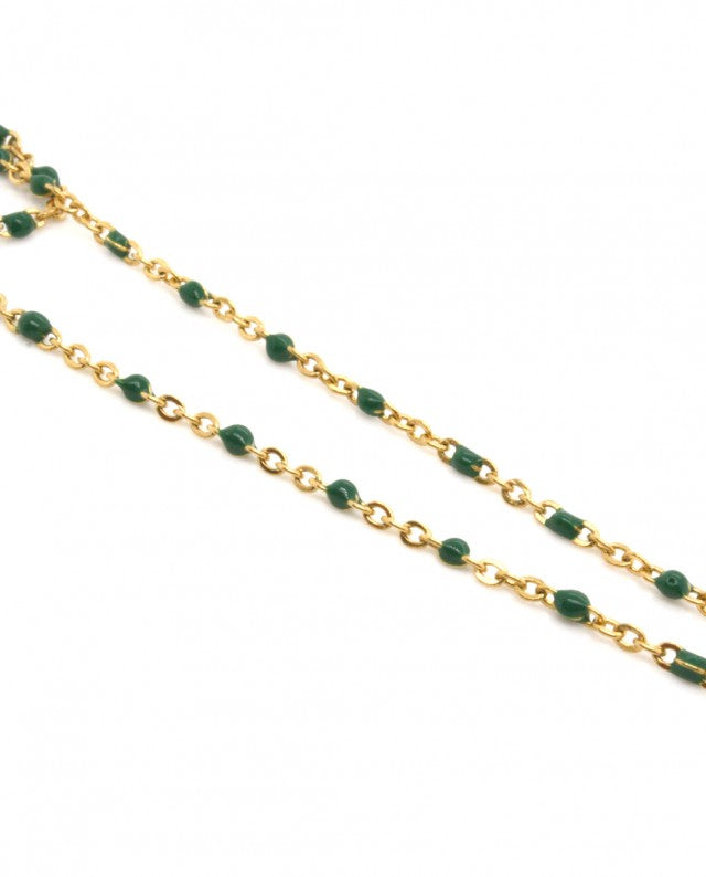 Kalidoscopio Rosary Necklace Green-Gold