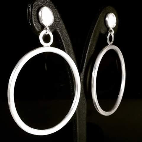 Stunning Big Silver Dangle Hoop Earrings - Handmade