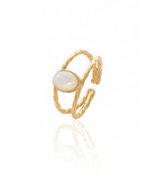 Double Braid Midstone Ring Ivory