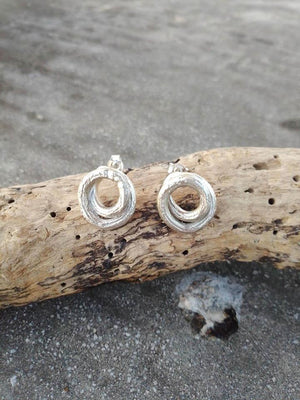 Swirl Silver Stud Earrings - Handmade