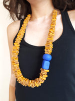 Greek Islands Leather Necklace - Mustard Yellow - Handmade