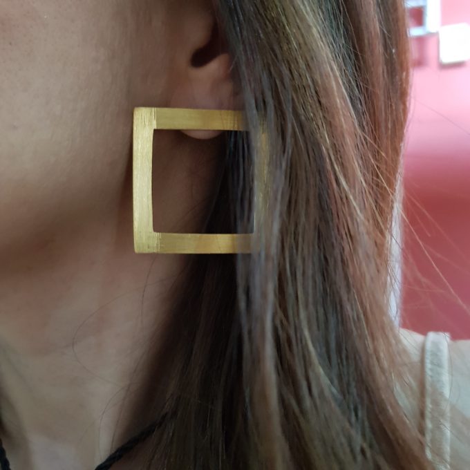 
                
                    Load image into Gallery viewer, Square Beauty - Handmade - 22K Gold Plated Statement Earrings
                
            