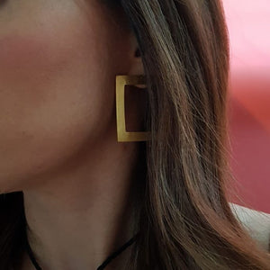 Square Beauty - Handmade - 22K Gold Plated Statement Earrings