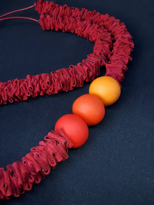 Greek Nature Leather Necklace - Red - Handmade