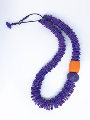 Greek Nature Leather Necklace - Iris Purple - Handmade