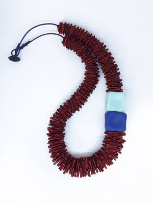
                
                    Load image into Gallery viewer, Greek Nature Leather Necklace - Blood Red - Handmade
                
            