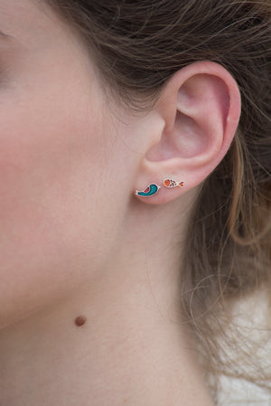 Πουλάκι - ψάρι / Bird - Fish Silver Earrings