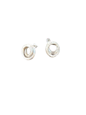 Swirl Silver Stud Earrings - Handmade