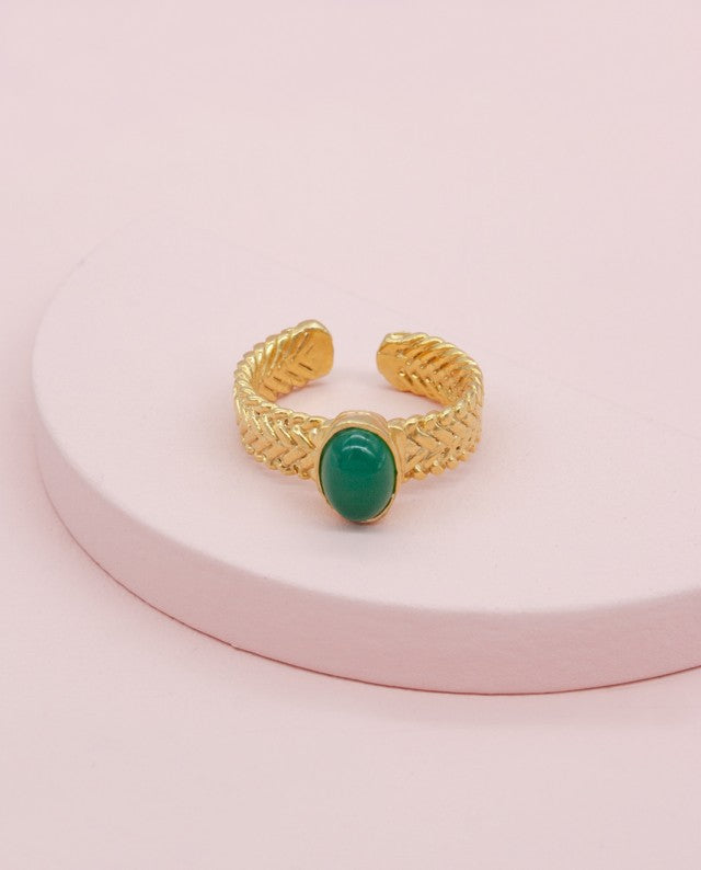 Ami Stone Ring - Green Agate
