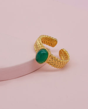 Ami Stone Ring - Green Agate