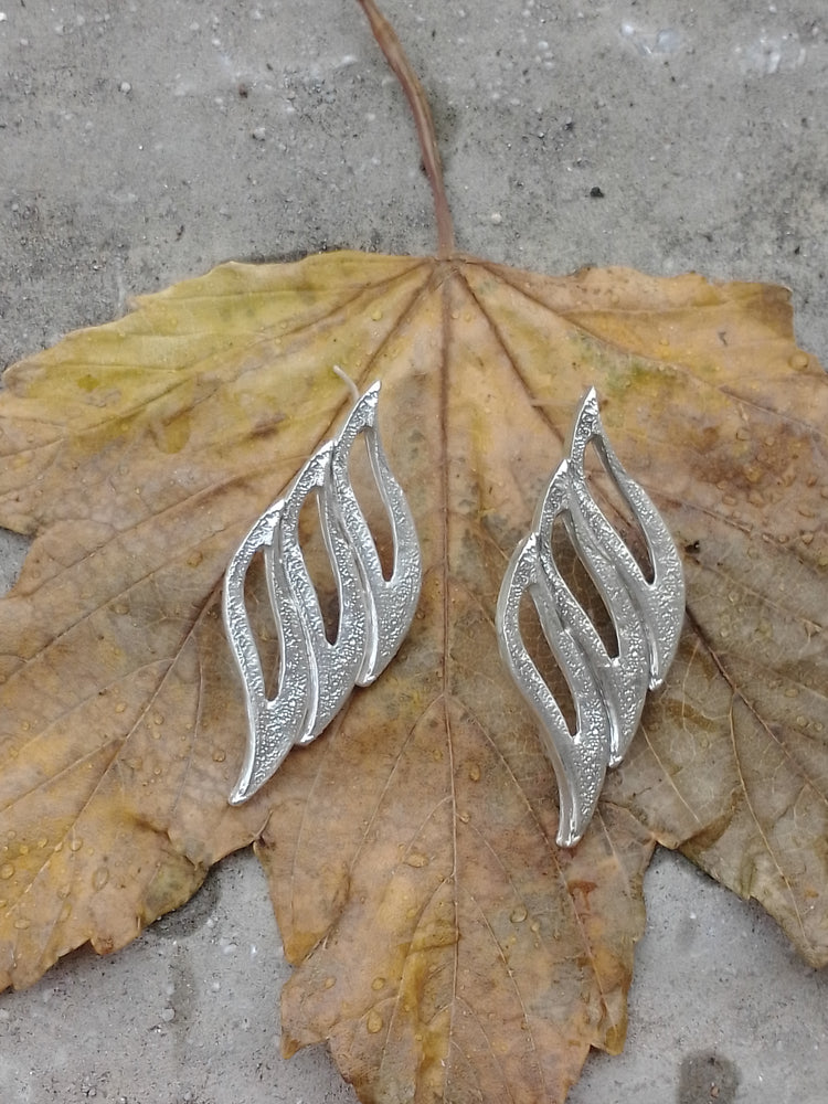Geometric Flower Sterling Silver Earrings - Handmade