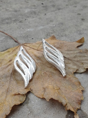 Geometric Flower Sterling Silver Earrings - Handmade