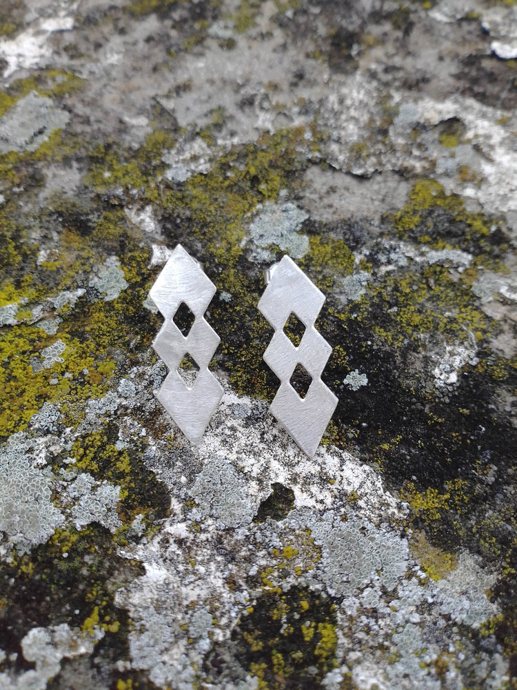 
                
                    Load image into Gallery viewer, Geometric Triangle Sterling Silver Earrings - Handmade
                
            