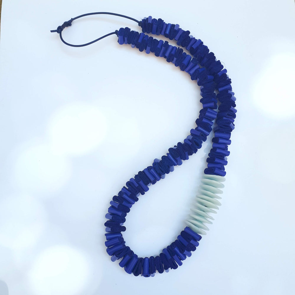 Greek Islands Leather Necklace - Royal Blue - Handmade