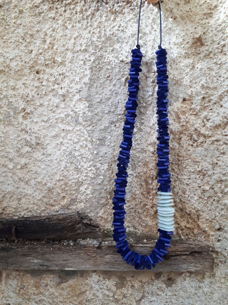 
                
                    Load image into Gallery viewer, Greek Islands Leather Necklace - Royal Blue - Handmade
                
            
