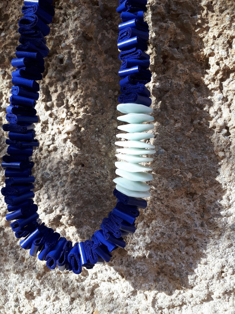 
                
                    Load image into Gallery viewer, Greek Islands Leather Necklace - Royal Blue - Handmade
                
            