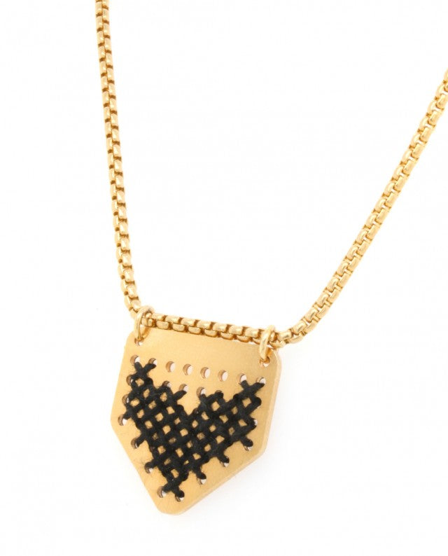 Heart Canvas Necklace - Black