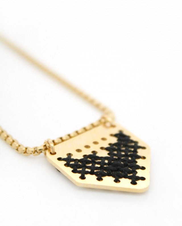 Heart Canvas Necklace - Black