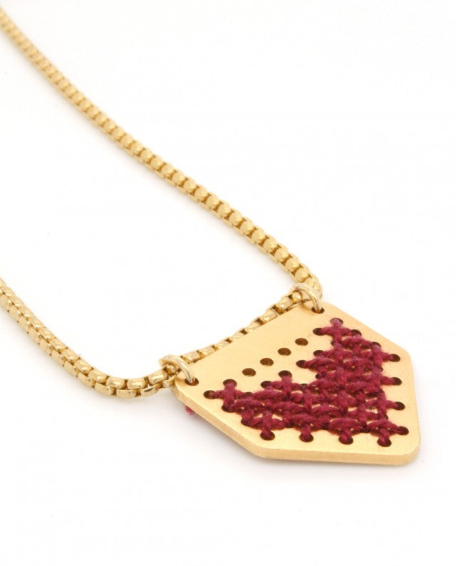 
                
                    Load image into Gallery viewer, Heart Canvas Necklace - Burgundy
                
            