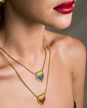 Heart Canvas Necklace - Burgundy
