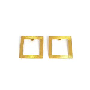 Square Beauty - Handmade - 22K Gold Plated Statement Earrings