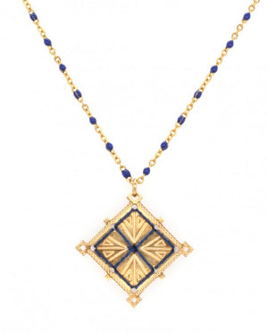 
                
                    Load image into Gallery viewer, Kalidoscopio Rosary Necklace Blue-Gold
                
            