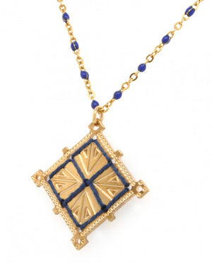
                
                    Load image into Gallery viewer, Kalidoscopio Rosary Necklace Blue-Gold
                
            