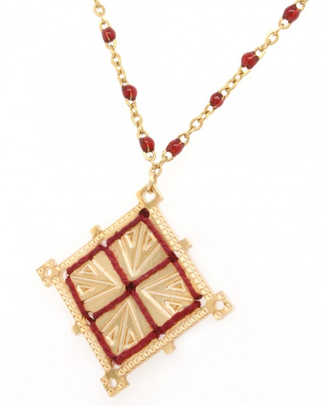 Kalidoscopio Rosary Necklace Burgundy-Gold