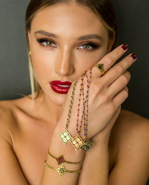Kalidoscopio Rosary Necklace Burgundy-Gold