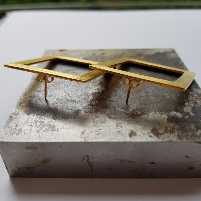 Square Beauty - Handmade - 22K Gold Plated Statement Earrings