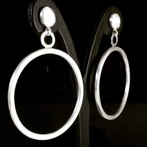 
                
                    Load image into Gallery viewer, Stunning Big Silver Dangle Hoop Earrings - Handmade
                
            