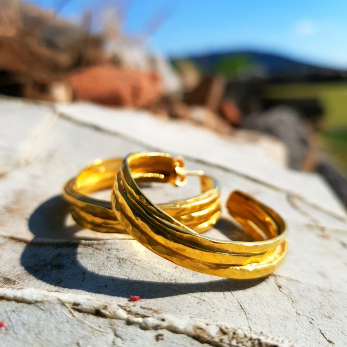 Triple Hoop Earrings - Handmade