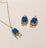 Karsaniki Teardrop Earrings with Pearls Blue & White
